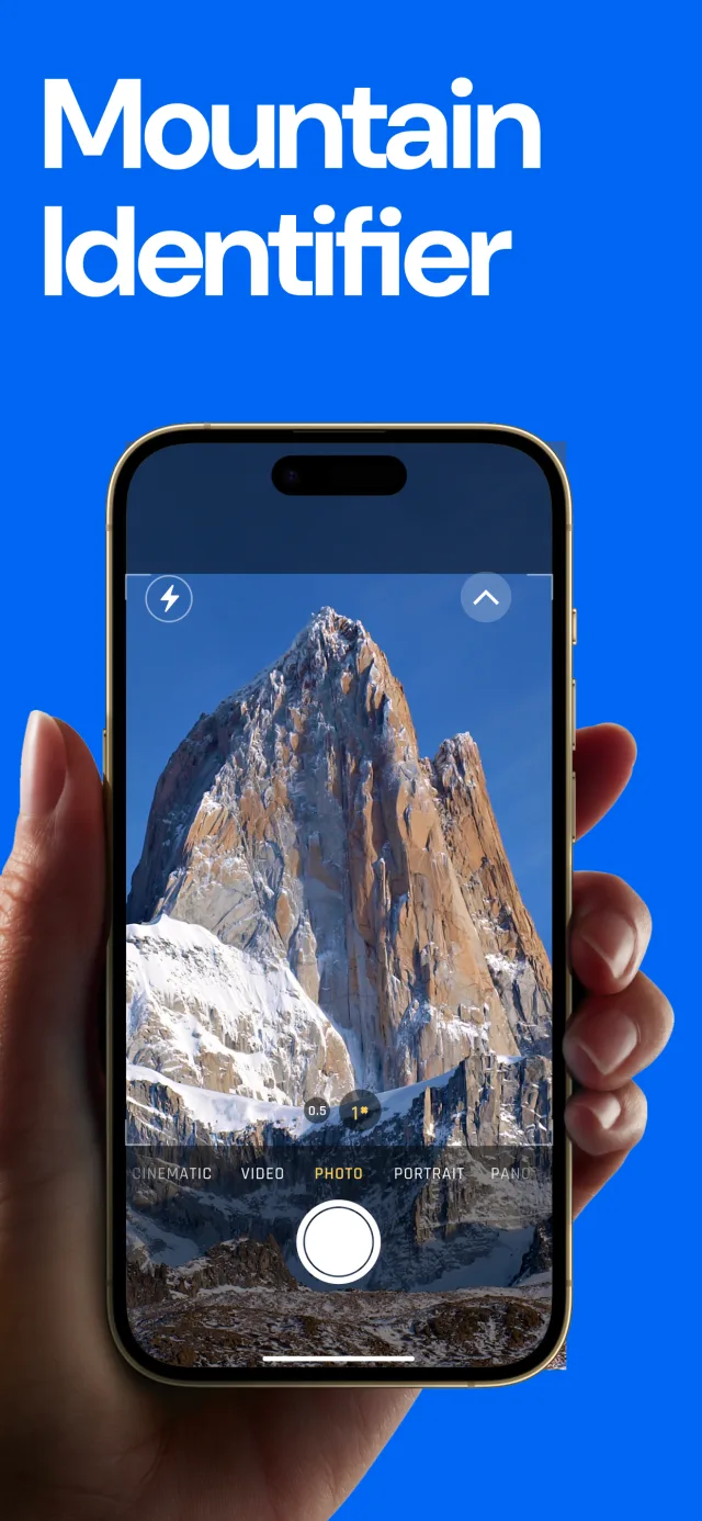 iPhone camera pointed at Cerro Fitz Roy, ready to identify the peak